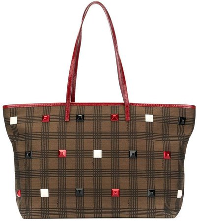 Pre-Owned studded check tote