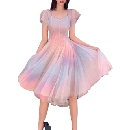Pink Pastel Rainbow Tulle Dress