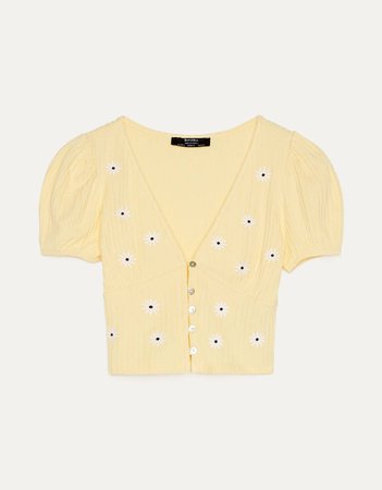 T-shirt with daisy embroidery - Best Sellers - Bershka United States