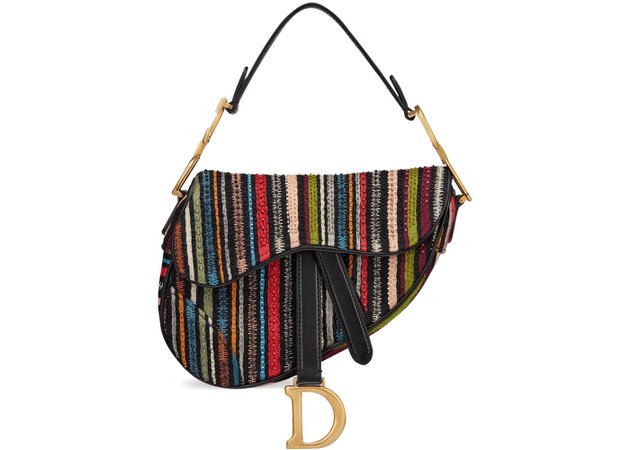 Dior Saddle Bag Embroidered Mini Black Multicolor