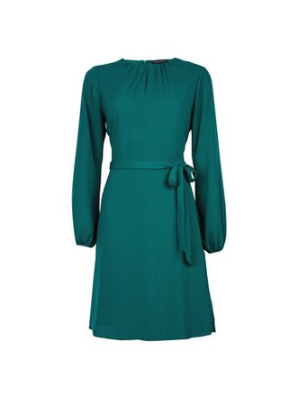 Green Pleat Neck Dress | Dorothy Perkins