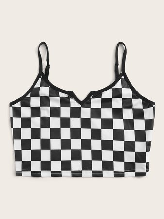 Checkered Print Crop Cami Top | ROMWE