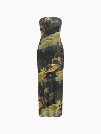 Renaissance Mesh Strapless Tube Midi Dress – COMMENSE