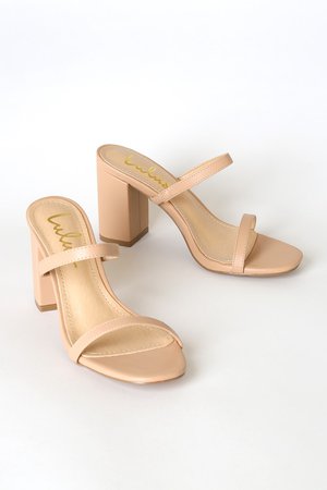 Trendy Beige Sandals - High Heel Sandals - Strappy Block Heels - Lulus