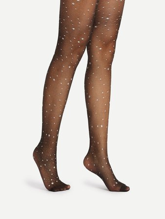 Star Pattern Sheer Mesh Pantyhose Stockings | ROMWE