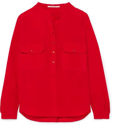Estelle Silk Crepe De Chine Shirt - Red