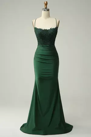 Hellymoon Women Mermaid Prom Dress with Beading Halter Dark Green Satin Sleeveless Party Dress – hellymoonuk