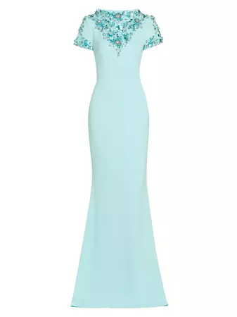 Shop Badgley Mischka Floral Sequin-Embellished Gown | Saks Fifth Avenue