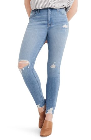 Madewell 9-Inch High Waist Ripped Skinny Jeans (Ontario) | Nordstrom