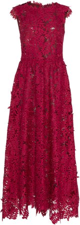Sleeveless Guipure Lace Midi Dress