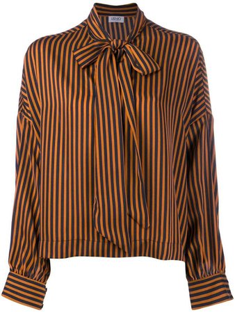 pussy bow striped blouse