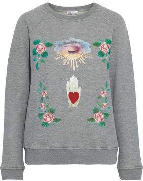 Embroidered Printed French Cotton-blend Terry Sweatshirt
