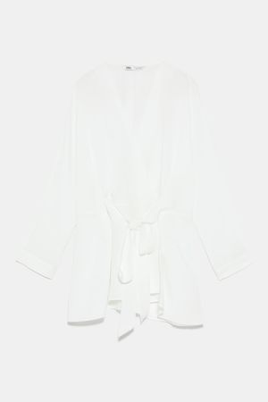 BLOUSE WITH TIE - View All-SHIRTS | BLOUSES-WOMAN | ZARA United States white