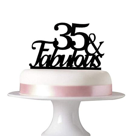 Succris 35 Fabulous cake topper for 35th birthday party decorations Acrylic Black: Kitchen & Dining