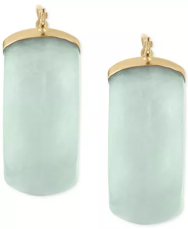 Macy's Green Jade Small Hoop Earrings in 14k Gold