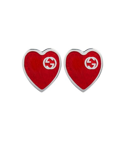 Gucci - Interlocking G Heart sterling silver earrings | Mytheresa