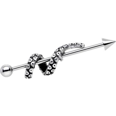 Stainless Steel Up in a Twist Tentacle Industrial Barbell 36mm – BodyCandy