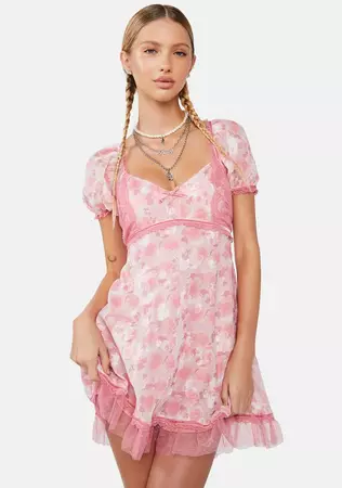 Delia's Chiffon Floral Babydoll Mini Dress - Pink – Dolls Kill