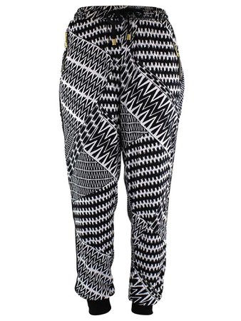 Black & White Geo Chevron Print Jogger Pants – Luxury Divas