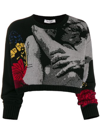 Valentino Jacquard Knitted Cropped Sweater | Farfetch.com