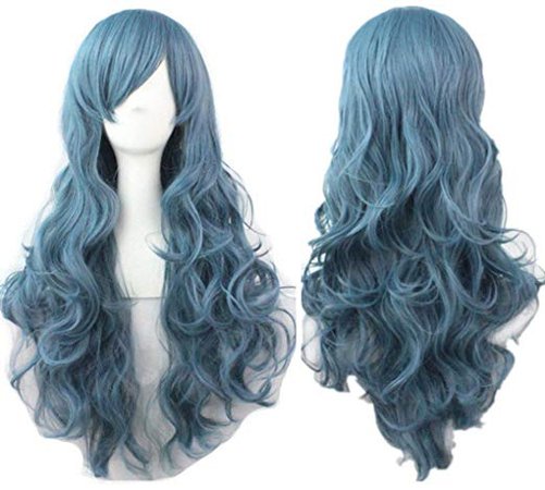 Amazon.com: AneShe 28" Women's Long Spiral Curly Hair Wig Heat Resistant Cosplay Costume Wigs (Ash Blue): Beauty