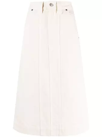 KHAITE pleat-detailing Midi Denim Skirt - Farfetch