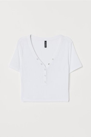 Short Jersey Top - White - | H&M US