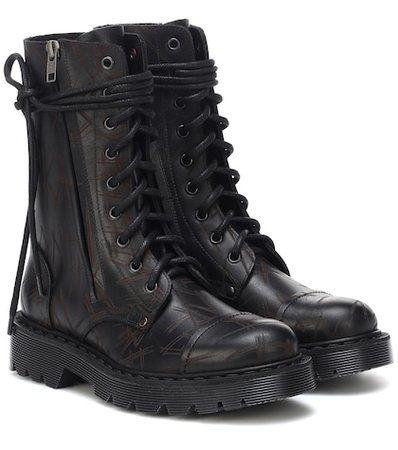 Army leather ankle boots