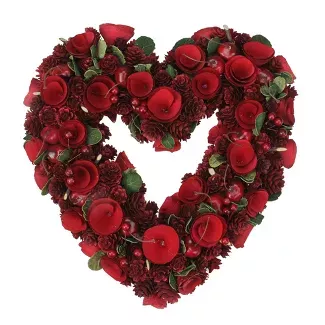 Northlight 13.75" Rose, Pine Cone And Cherry Heart Shaped Valentine's Day Wreath - Unlit : Target