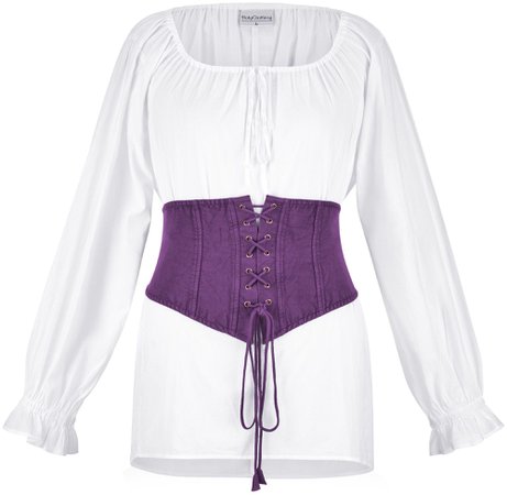 white top with purple corset