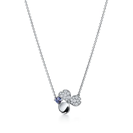 Tiffany Paper Flowers™ diamond and tanzanite flower pendant in platinum. | Tiffany & Co.