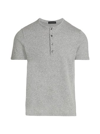 Shop Saks Fifth Avenue COLLECTION Cotton-Blend Henley T-Shirt | Saks Fifth Avenue
