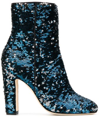 Blue Paris Texas Sequin Embelished Boots | Farfetch.com
