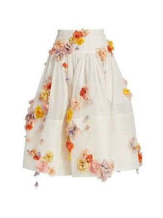 Shop Zimmermann Postcard Flower-Embellished Midi-Skirt | Saks Fifth Avenue