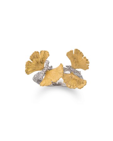 Michael Aram Double Butterfly Ginkgo 18K & Sterling Silver Ring