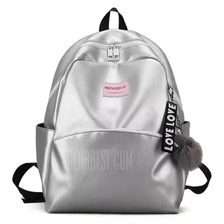Pompom Letter Side Pockets Backpack - $30.20 Free Shipping|GearBest.com