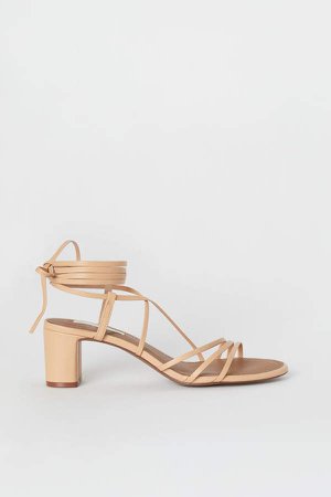 Leather Sandals - Beige