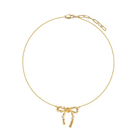 Gold SEKMA Diamante Bow Necklace | i The Label – ithelabel.com