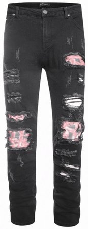 h essentials jeans black and pink