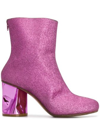 Shop pink Maison Margiela crushed heel glitter ankle boots with Express Delivery - Farfetch