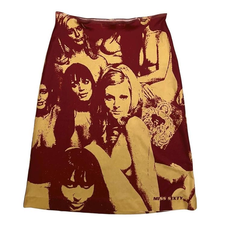 red and yellow graphic print skirt