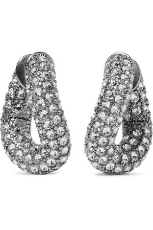 Balenciaga | Silver-tone crystal hoop earrings | NET-A-PORTER.COM