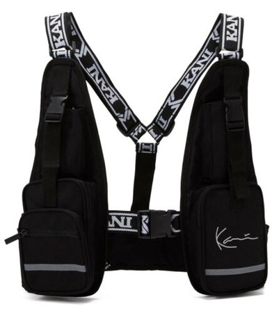 Karl Kani Shoulder Strap Tape Utility Vest Bag Black 4064348124503 | eBay