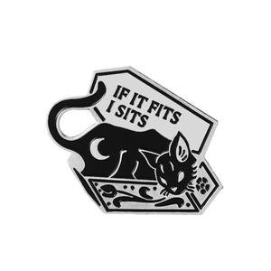 "IF IT FITS I SITS" Coffin Cat Enamel Pin – WeirdGirlsClub