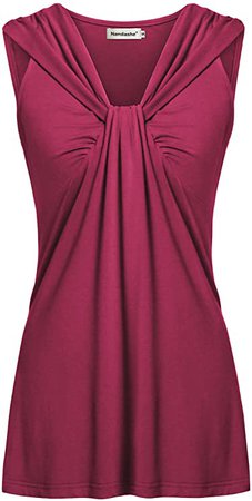 Nandashe Womens Summer Tunic Tanks Casual V Neck Cross-Front Twist Knot Sleeveless Shirt Tops at Amazon Women’s Clothing store