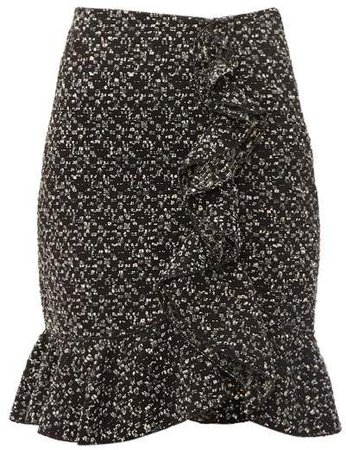 Ruffled Boucle Mini Skirt - Womens - Black Multi