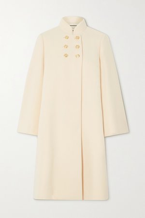 White Button-embellished double-breasted wool-blend felt coat | Gucci | NET-A-PORTER
