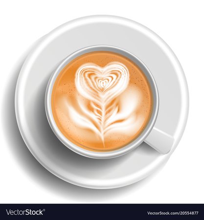 Coffee art top view hot cappuccino coffee Vector Image