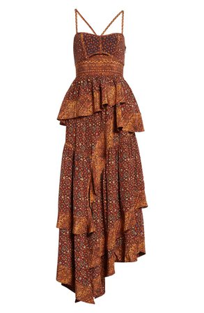 Ulla Johnson Josana Cutout High-Low Silk Dress | Nordstrom