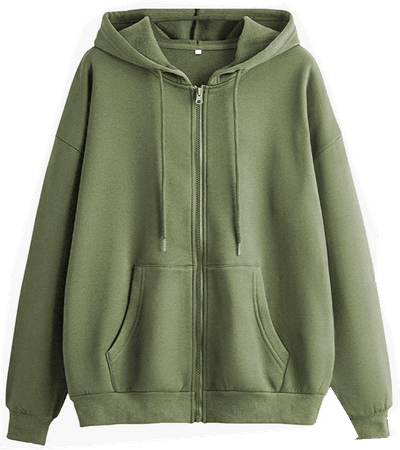 green zip-up sweater